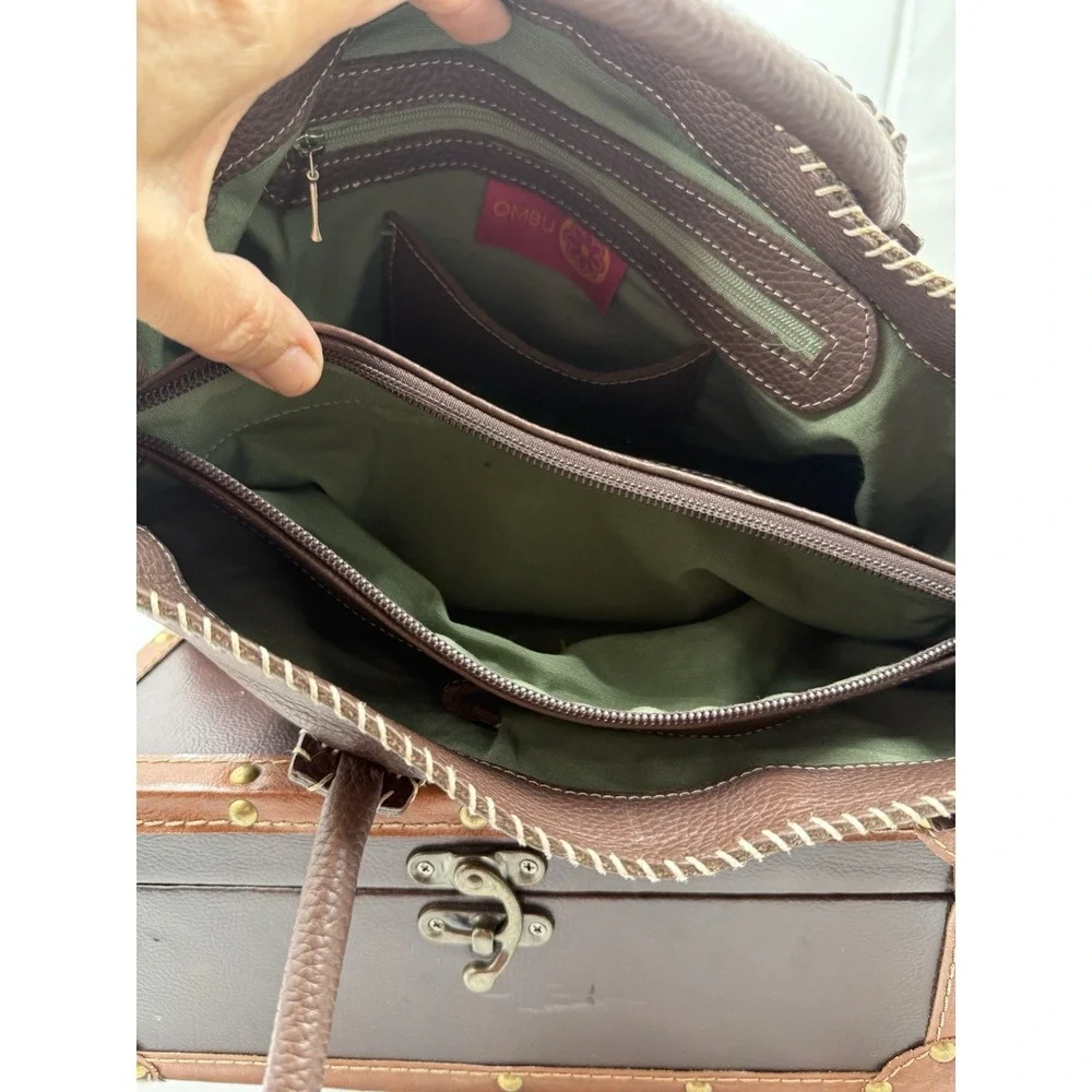 OMBU‎ BROWN SUEDE LEATHER SHOULDER HANDBAG